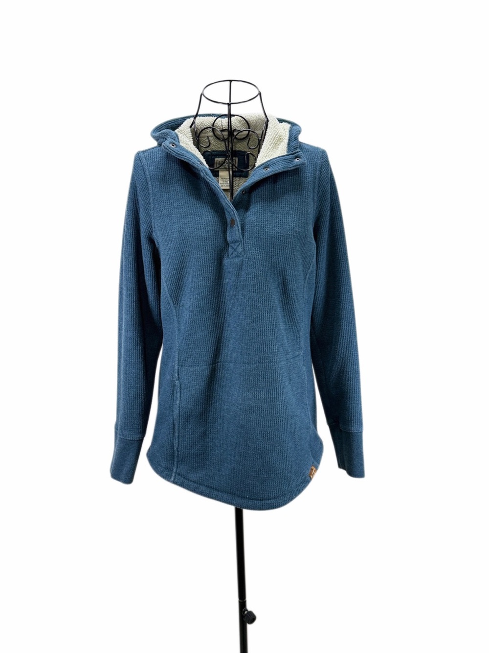 L.L. Bean Women's Blue Hooded Sherpa Pullover